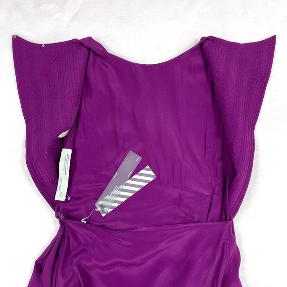 Auc NWT Off-White "Floral Print Here" Asymmetric Crepe De Chine Dress - Picture 11 of 17